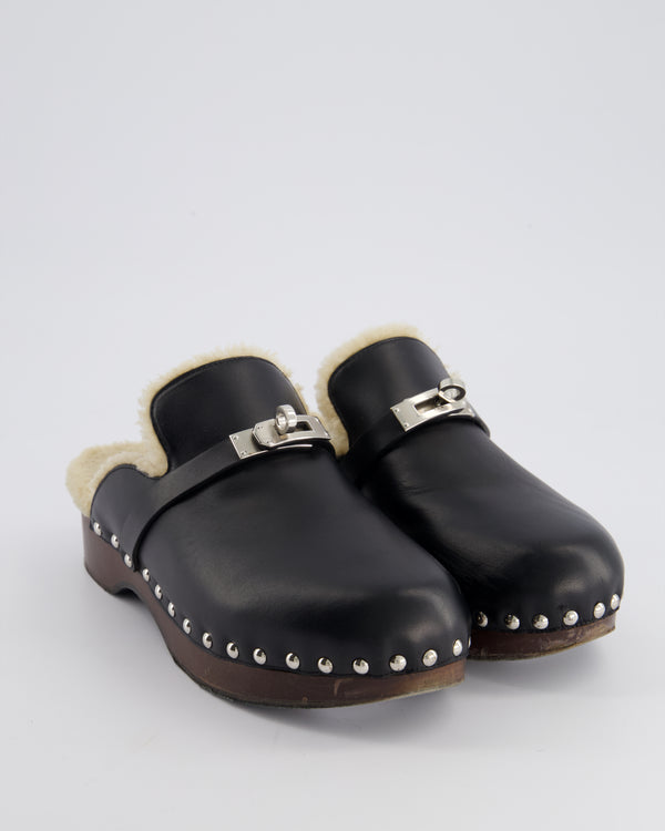 Hermès Black Leather Carlotta Mules Size EU 37 RRP £1,100