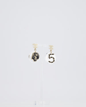 Chanel Black No5 Gabrielle Chanel CC Earrings with Champagne Gold Hardware