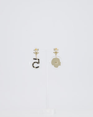 Chanel Black No5 Gabrielle Chanel CC Earrings with Champagne Gold Hardware