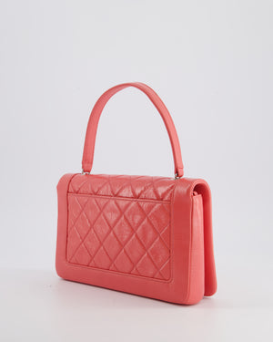 Chanel Pink Patent Crinkled Calfskin Leather Flap Bag with Enamel CC Logo and Silver Hardware