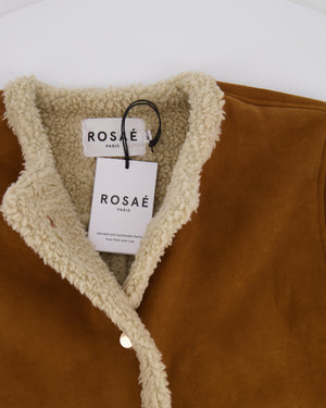 Rosaé Brown Suede Jacket Coat with Shearling Detail Size FR 36 (UK 8) RRP £450