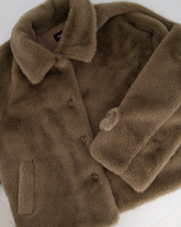 Meotine Beige Faux Fur Jacket with Cuff Details Size S/M RRP £420