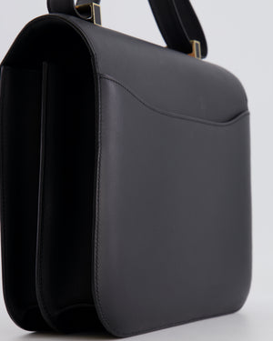 Hermès Constance Cartable Bag in Black Sombrero Leather with Gold and Black Hardware