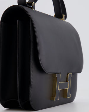 Hermès Constance Cartable Bag in Black Sombrero Leather with Gold and Black Hardware