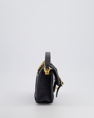 Chanel Grey Mini Denim Flap Bag with Brushed Gold Hardware and Charm Detail