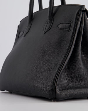 Hermès Black Birkin 30cm Bag in Evercolour Leather with Palladium Hardware