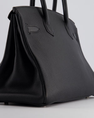 Hermès Black Birkin 30cm Bag in Evercolour Leather with Palladium Hardware