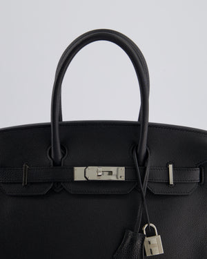 Hermès Black Birkin 30cm Bag in Evercolour Leather with Palladium Hardware