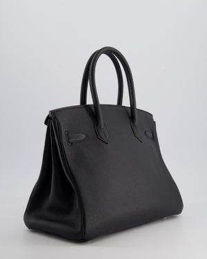 Hermès Black Birkin 30cm Bag in Evercolour Leather with Palladium Hardware