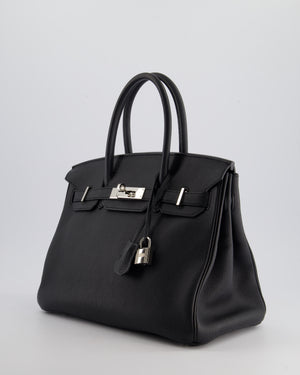 Hermès Black Birkin 30cm Bag in Evercolour Leather with Palladium Hardware