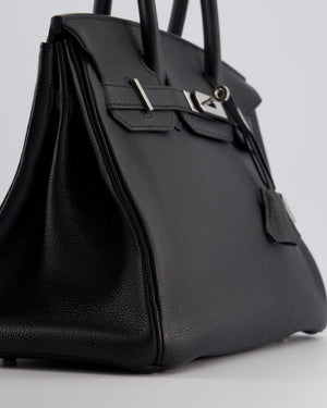 Hermès Black Birkin 30cm Bag in Evercolour Leather with Palladium Hardware