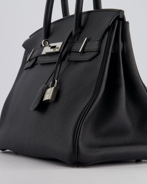 Hermès Black Birkin 30cm Bag in Evercolour Leather with Palladium Hardware