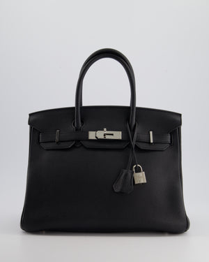 Hermès Black Birkin 30cm Bag in Evercolour Leather with Palladium Hardware