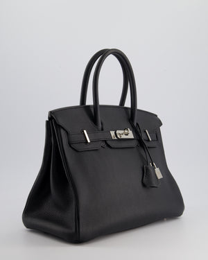 Hermès Black Birkin 30cm Bag in Evercolour Leather with Palladium Hardware