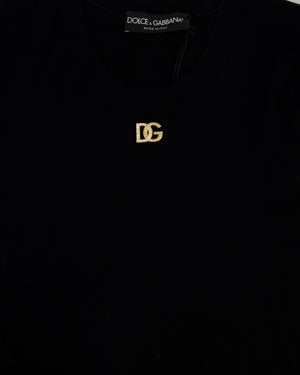 Dolce 
Gabbana Black Knitted Long Sleeve Jumper with DG Crystal Logo Detail IT 50 (UK 18)