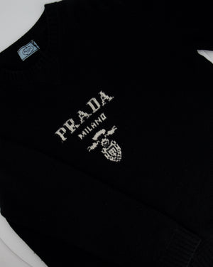 Prada Black Knitted Long Sleeve Oversized Jumper with Logo Detail IT 50 (UK 18)