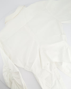 Alexander Wang White Button Down Shirt with Ruched Sleeve Detail Size US 6 (UK 10)