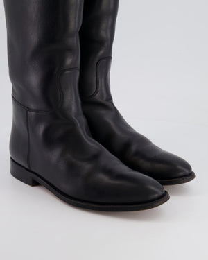 Hermès Black Jumping Boots in Calfskin Leather with Palladium Buckle Size EU 38.5  RRP £2,350