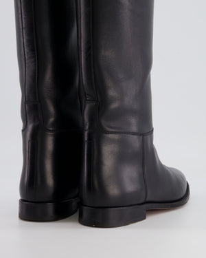 Hermès Black Jumping Boots in Calfskin Leather with Palladium Buckle Size EU 38.5  RRP £2,350