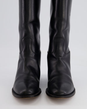 Hermès Black Jumping Boots in Calfskin Leather with Palladium Buckle Size EU 38.5  RRP £2,350