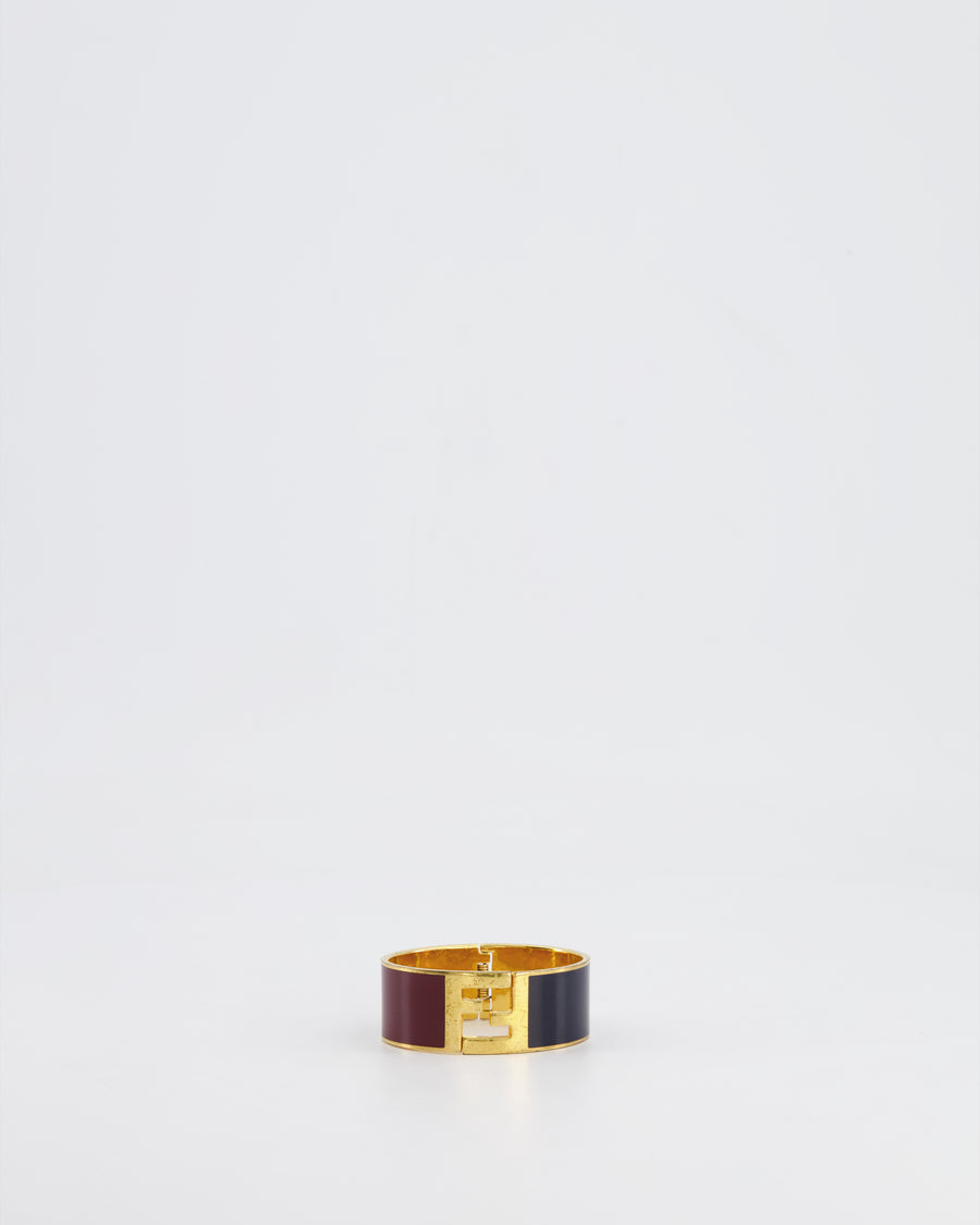 Fendi Gold Fendista FF Bracelet with Black 
Burgundy Details