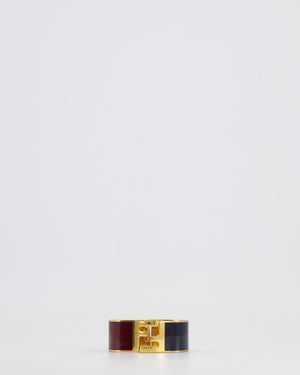 Fendi Gold Fendista FF Bracelet with Black 
Burgundy Details