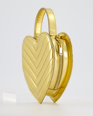 Saint Laurent Gold Love Heart Cross-Body Bag in Smooth Calfskin with Gold Hardware