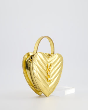 Saint Laurent Gold Love Heart Cross-Body Bag in Smooth Calfskin with Gold Hardware