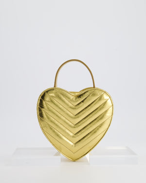 Saint Laurent Gold Love Heart Cross-Body Bag in Smooth Calfskin with Gold Hardware