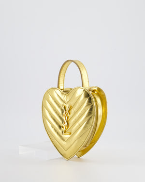 Saint Laurent Gold Love Heart Cross-Body Bag in Smooth Calfskin with Gold Hardware