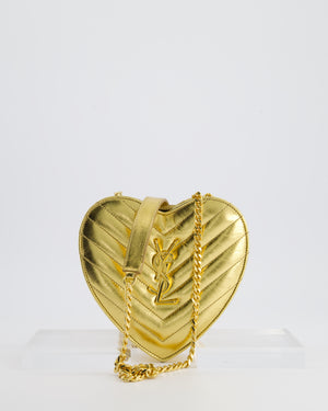 Saint Laurent Gold Love Heart Cross-Body Bag in Smooth Calfskin with Gold Hardware