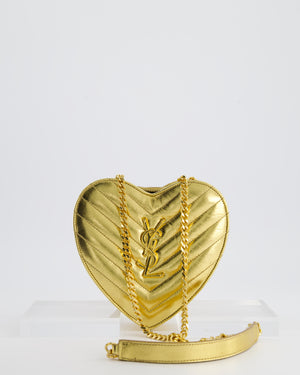 Saint Laurent Gold Love Heart Cross-Body Bag in Smooth Calfskin with Gold Hardware