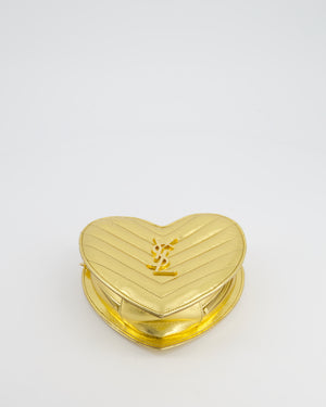 Saint Laurent Gold Love Heart Cross-Body Bag in Smooth Calfskin with Gold Hardware