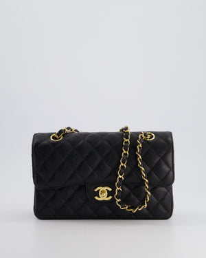 Chanel Black Small Classic Double Flap Bag in Caviar Leather with Gold Hardware