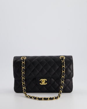 Chanel Black Small Classic Double Flap Bag in Caviar Leather with Gold Hardware