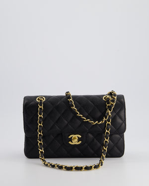 Chanel Black Small Classic Double Flap Bag in Caviar Leather with Gold Hardware