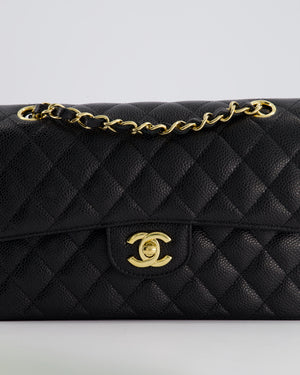 Chanel Black Small Classic Double Flap Bag in Caviar Leather with Gold Hardware