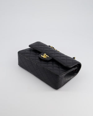 Chanel Black Small Classic Double Flap Bag in Caviar Leather with Gold Hardware