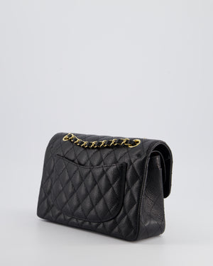 Chanel Black Small Classic Double Flap Bag in Caviar Leather with Gold Hardware