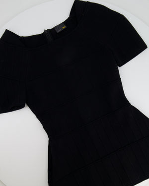 Fendi Black Short Sleeve Top with Ribbed Details Size IT 38 (UK 6)