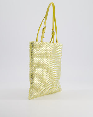 Prada Yellow Satin Crystal Bag with with Chain and Triangle Logo Detail and Silver Hardware