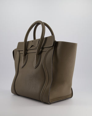 Celine Taupe Phantom Luggage Handbag in Grained Calfskin Leather Silver Hardware