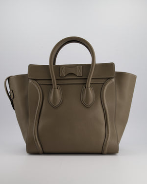 Celine Taupe Phantom Luggage Handbag in Grained Calfskin Leather Silver Hardware