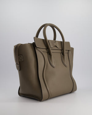 Celine Taupe Phantom Luggage Handbag in Grained Calfskin Leather Silver Hardware