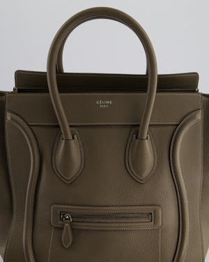 Celine Taupe Phantom Luggage Handbag in Grained Calfskin Leather Silver Hardware