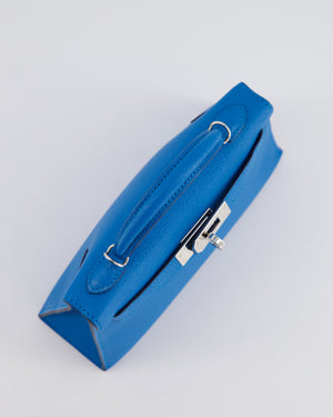 *FIRE PRICE* Hermès Mini Kelly II 20cm Bag In Bleu Zanzibar Chèvre Mysore Leather with Palladium Hardware