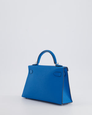 *FIRE PRICE* Hermès Mini Kelly II 20cm Bag In Bleu Zanzibar Chèvre Mysore Leather with Palladium Hardware