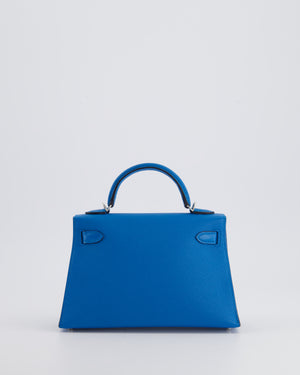 *FIRE PRICE* Hermès Mini Kelly II 20cm Bag In Bleu Zanzibar Chèvre Mysore Leather with Palladium Hardware