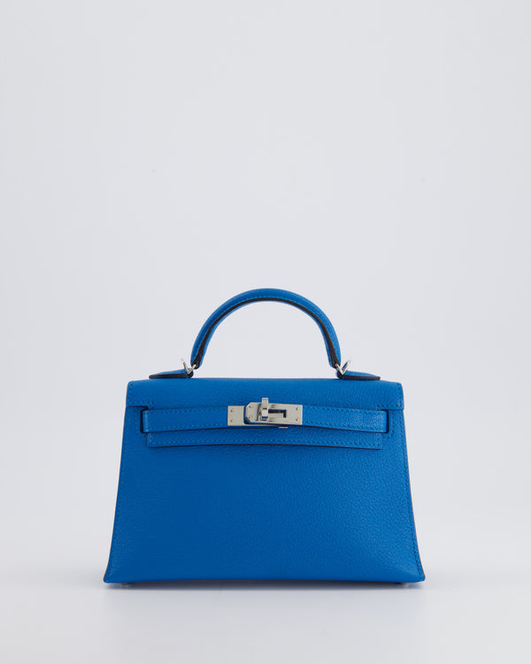 *FIRE PRICE* Hermès Mini Kelly II 20cm Bag In Bleu Zanzibar Chèvre Mysore Leather with Palladium Hardware