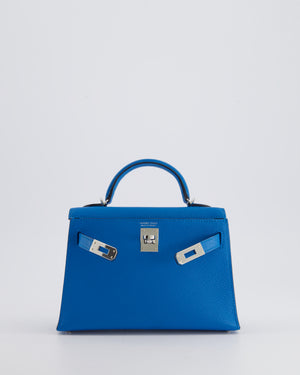 *FIRE PRICE* Hermès Mini Kelly II 20cm Bag In Bleu Zanzibar Chèvre Mysore Leather with Palladium Hardware